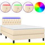The Living Store Box spring postelja z vzmetnico LED krem 120x200 cm blago - Box Spring Postelja, (21520620) | Shoptok.si
