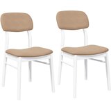  Blagovaonske stolice s jastucima 2 kom. Bijele, puno drvo, guma | shoptok.hr