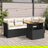 Maison Chic Seti vrtnega pohištva - Vrtna garnitura - Vrtni pohištvo set 5-delna z blazinami črn poli ratan, (21815789) | Shoptok.si