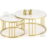 Halmar Set od dva stolića Mercury - bijeli mramor/zlatna | shoptok.hr