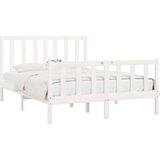  Posteljni okvir bel iz trdnega lesa 140x190 cm, (20644506) | Shoptok.si