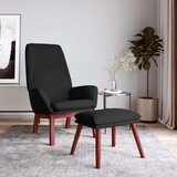  Stolica za opuštanje s tabureom od tkanine crna | shoptok.hr