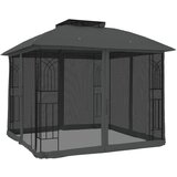 vidaXL Paviljon z dvojno streho, mrežnimi stenami antracit 2,94x2,94 m, (21366833) | Shoptok.si