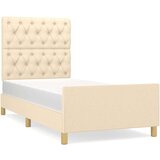  Posteljni okvir z vzglavjem krem 80x200 cm blago, (20907079) | Shoptok.si