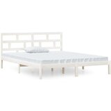  Posteljni okvir bel iz trdnega lesa 120x190 cm 4FT, (20883858) | Shoptok.si