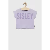 Sisley Otroška bombažna kratka majica vijolična barva