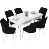 Hanah home Set Trpezarijski sto i 6 stolica Nef, Crno-bijela | Eponuda.ba