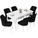 Hanah home set trpezarijski sto i 6 stolica nef white black | ePonuda.com