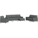  4-dijelni set sofa s tabureom i jastucima tamnosivi tkanina | Eponuda.com