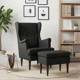  Fotelja s footstoolom 2 kom. Crna Tkanina | shoptok.hr
