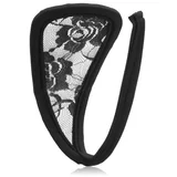 Invisible Strapless C-String Transparent Floral Lace Black