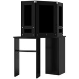 vidaXL Kutni toaletni stolić s LED svjetlom crni 111 x 54 x 141,5 cm | shoptok.hr