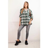 Kesi Włoski Women's cotton checkered shirt with a distressed effect green | Shoptok.si