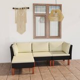 Maison Chic Seti vrtnega pohištva - Vrtna garnitura - Vrtni pohištvo set 4-delna z blazinami poli ratan črna, (21819725) | Shoptok.si