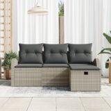 vidaXL 4-dijelni set vrtnog kauča s jastuком svjetlosivi poli ratan | shoptok.hr