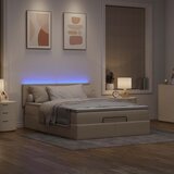 vidaXL Otomanska postelja z vzmetnico krem 140x200 cm blago Cene