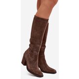 Zazoo Suede Knee High Boots With Zip Brown Lissara | Shoptok.si