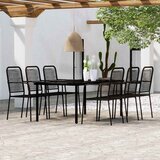  7-dijelni vrtni blagovaonski set crni Crna Dužina stola 200 cm | shoptok.hr