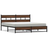 Metalni okvir kreveta bez madraca smeđa boja hrasta 200x200 cm | shoptok.hr