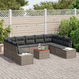 vidaXL 10-dijelni vrtni sofa set s jastučićima siva poli ratan akacija | shoptok.hr