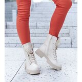 Gemre Beige ankle boots with decorative beads Accadia | ePonuda.com