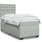vidaXL Box spring postelja z vzmetnico svetlo siva 100x200 cm žamet Cene