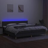  Krevet box spring s madracem LED tamnosivi 200x200 cm tkanina | shoptok.hr