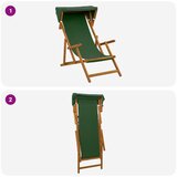  Ležaljka 2 pcs 3 Pozicija Čvrsto drvo eukaliptusa Zelena - Zelena 2x stolica | shoptok.hr