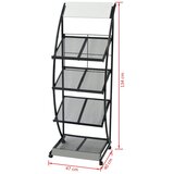 vidaXL Stojalo za Revije 47x40x134 cm Črne in Bele Barve A4 | Shoptok.si