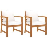 Maison Chic Vrtni stoli - Stol za vrt 2 kosa s krem blazino trden akacijev les JS1263, (21877283) | Shoptok.si