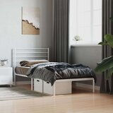 vidaXL Kovinski posteljni okvir z vzglavjem bel 90x200 cm | Shoptok.si