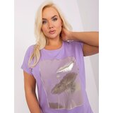 Fashion Hunters Purple plus size blouse with short sleeves Cene