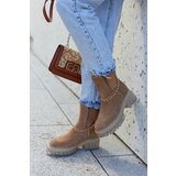 LEMAR Fashionable Suede Booties With A Cut Camel Forget Me Cene
