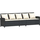 vidaXL Vrtna sofa 5-sjed s jastucima crni poliratan | shoptok.hr