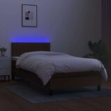  Box spring postelja z vzmetnico LED temno rjava 100x200cm blago, (20724517) | Shoptok.si