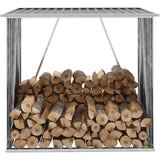 vidaXL Vrtna ostava za drva od pocinčanog čelika 163 x 83 x 154 cm siva | shoptok.hr