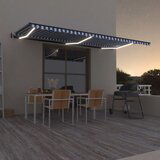 vidaXL avtomatska tenda led + senzor 600x300 cm modra in bela | Shoptok.si