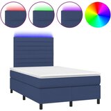  Box spring postelja z vzmetnico LED modra 120x200 cm blago | Shoptok.si