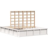 vidaXL Posteljni okvir s predalom za shranjevanje Bela 150x200 cm Trden les iz bora | Shoptok.si