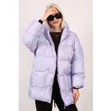 Madmext Purple Hooded Pocket Detailed Women's Coat