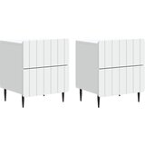 vidaXL Noćni ormar 2 pcs Bijela 43 x 34 5 x 49 5 cm Konstruirano drvo - Bijela 2 | shoptok.hr