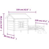  Kućica za pse siva 159 x 120 x 88,5 cm od masivne borovine | Shoptok.si