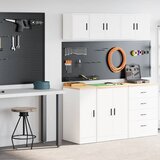 vidaXL Garažne omare 2 kosa bel inženirski les | Shoptok.si