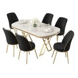 Hanah home Set Trpezarijski sto i 6 stolica Lai, crno-bijela | Eponuda.ba