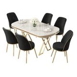 Hanah home set trpezarijski sto i 6 stolica lai white gold black | ePonuda.com