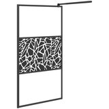 vidaXL Pregrada za tuš 115 x 195 cm staklo ESG s uzorkom kamena crna | shoptok.hr