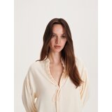 Reserved satenasta bluza z okrasnim izrezom - ebenovina | Shoptok.si