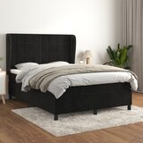 The Living Store Box spring posteljni z vzmetnico črn 140x190 cm žamet - Box Spring Postelja, (21490003) Cene