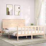  Posteljni okvir z vzglavjem 160x200 cm trden les | Shoptok.si