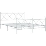 vidaXL Kovinski posteljni okvir z vzglavjem in vznožjem bel 150x200 cm, (21128035) | Shoptok.si